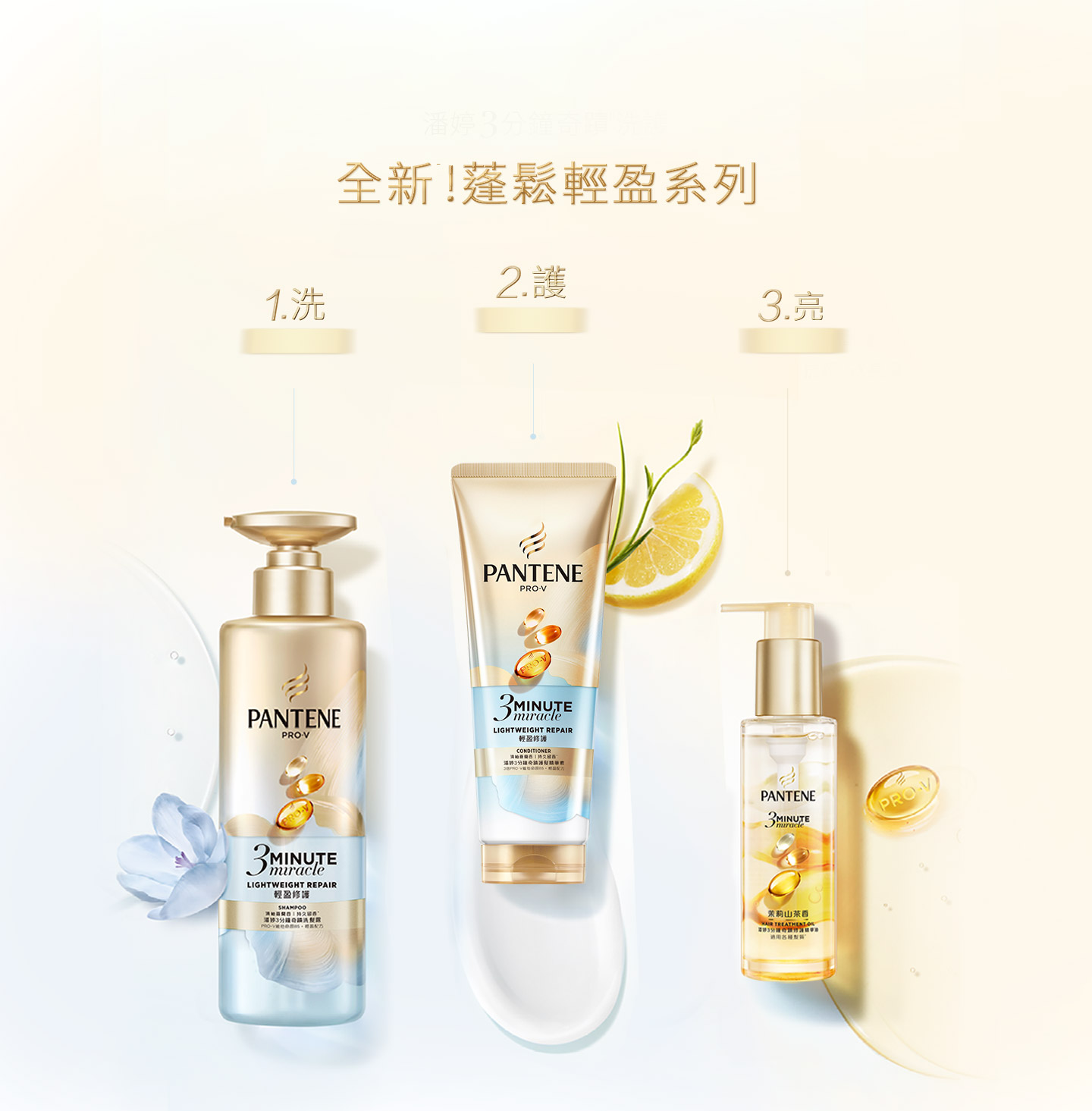 潘婷3分鐘奇蹟洗護 全新!蓬鬆輕盈系列